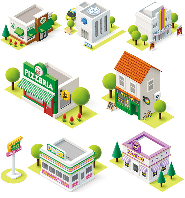 600x645 Beautiful Cartoon Building Nature Vector Free Vector Download