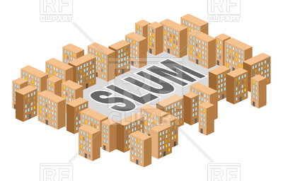 400x256 Slum District. Building In Form Of Letters. Vector Image Vector
