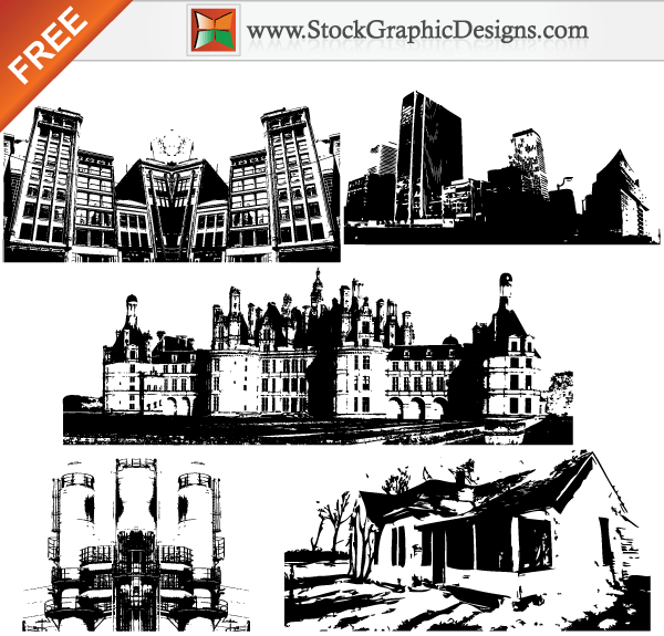 600x575 Buildings Free Vector Graphics 123freevectors