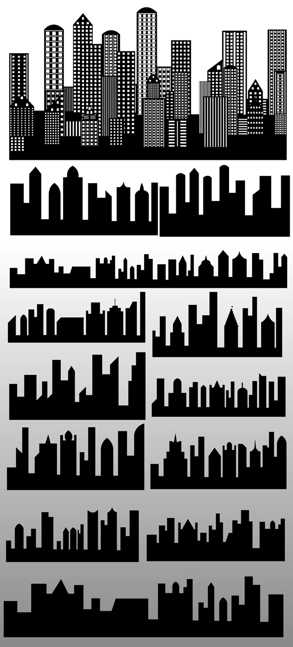 600x1324 Buildings Silhouette Ai Format Free Vector Download