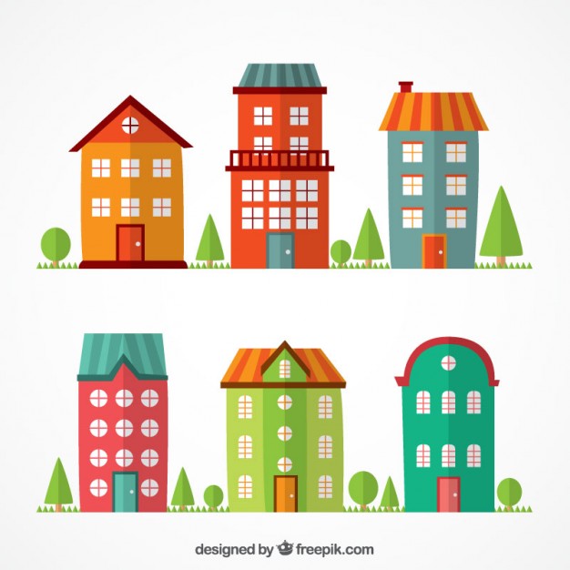 626x626 Colorful Flat Buildings Vector Free Download