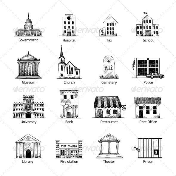 590x590 Drawn Building Vector Graphic