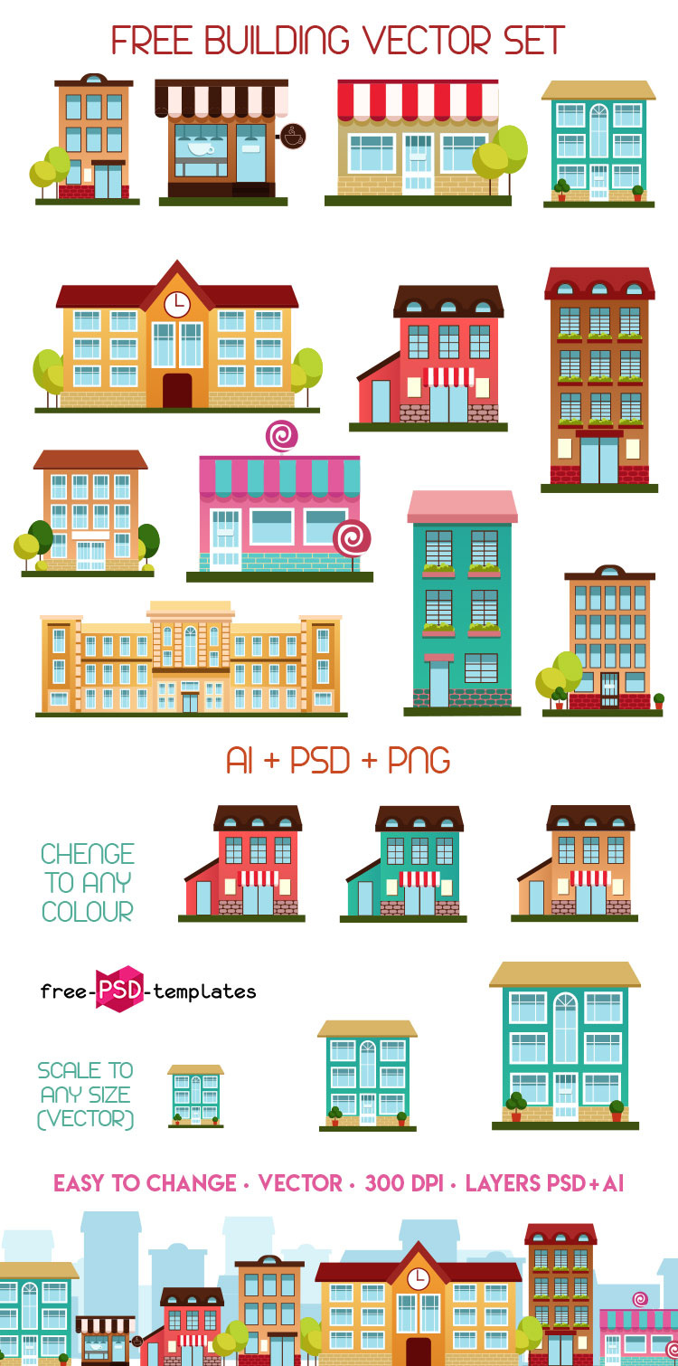 750x1510 Free Building Vector Set Free Psd Templates