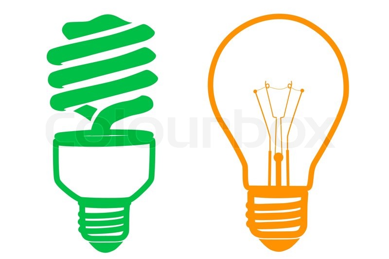 800x533 Illustration Of Cfl And Electric Bulb On White Background Stock