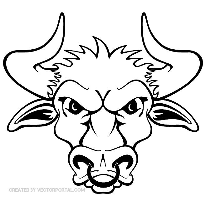 660x660 Bull Head With Sharp Horns Free Vector 123freevectors