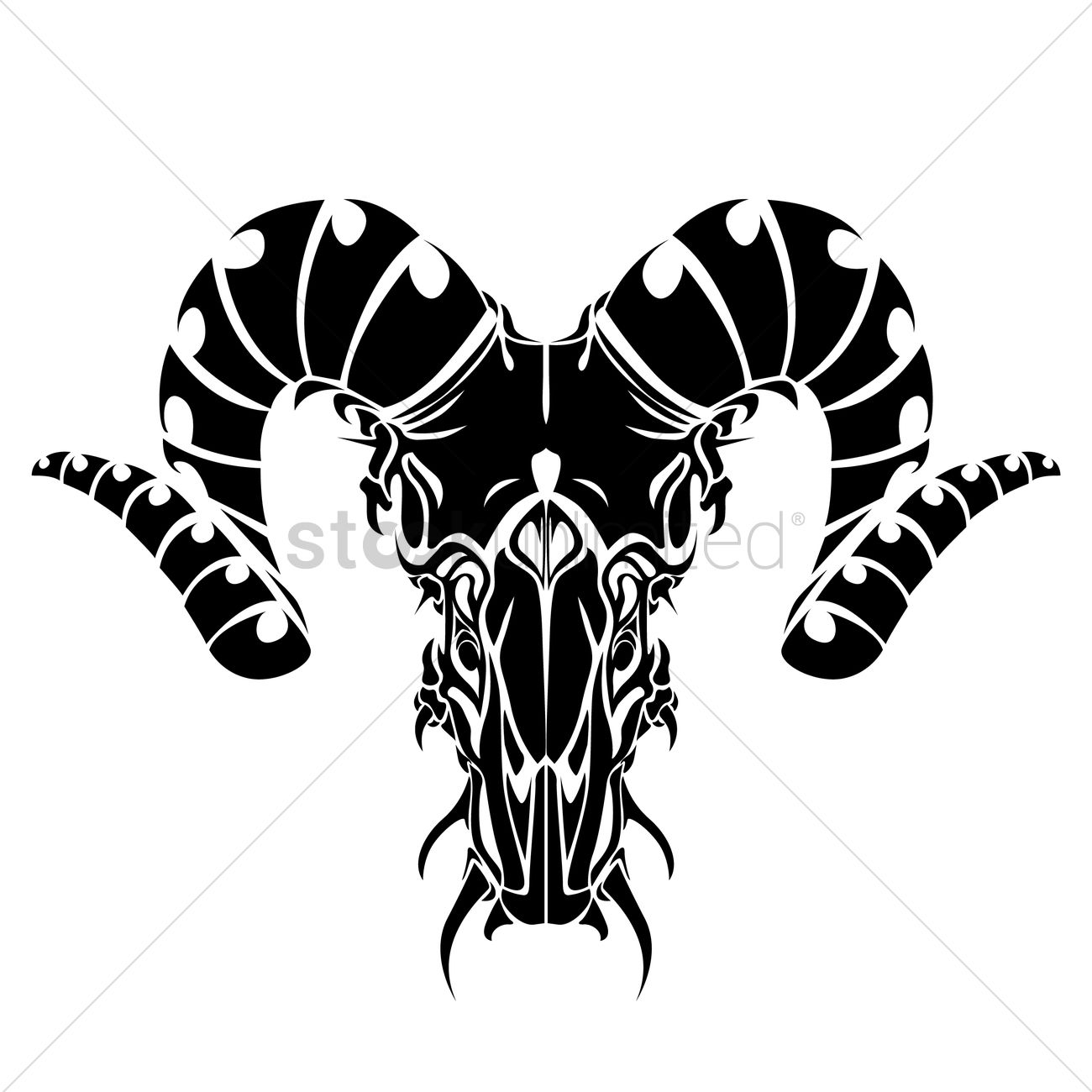 1300x1300 Bull Horns Tattoo Vector Image