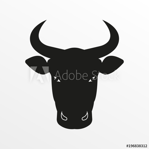 500x500 Bull Icon. Cow Or Bull Head With Horns. Vector Illustration.