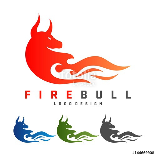 500x500 Bull Logo, Fire Bull Design Logo Vector Stock Image And Royalty