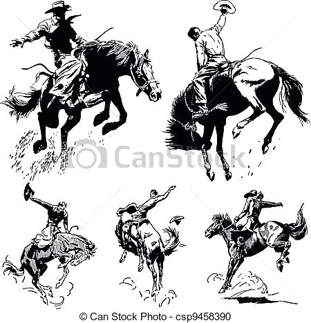 450x468 Bronc Rider Clip Art Vector Vintage Rodeo Graphics All Graphics