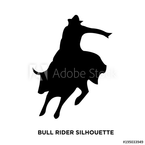 500x500 Bull Rider Silhouette On White Background