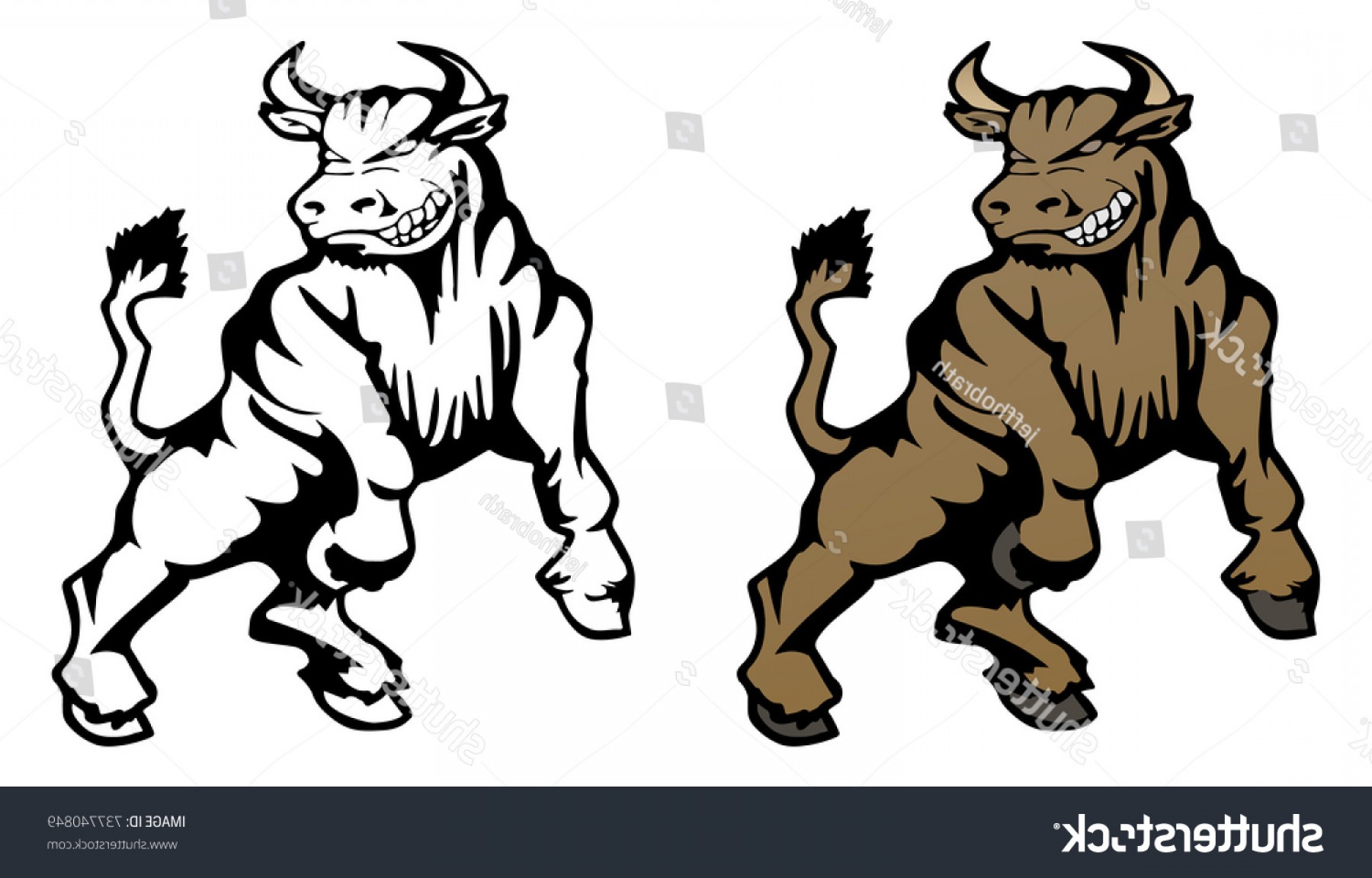 1800x1152 Bull Cartoon Mascot Illustration Logo Standing Geekchicpro