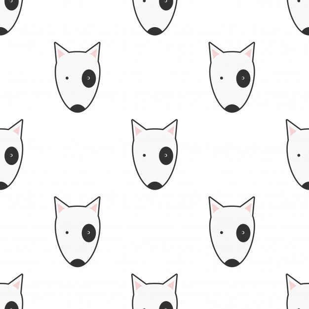 626x626 Cute Dog Bull Terrier Face Seamless Pattern Animal Vector