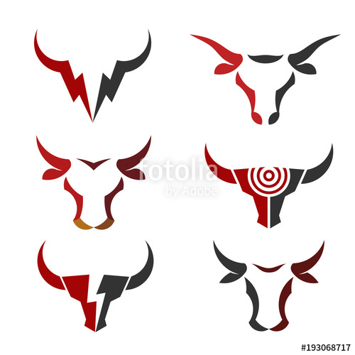 500x500 Bet Simple Bull Head Vector Logo Set Concept Illustration, Simple