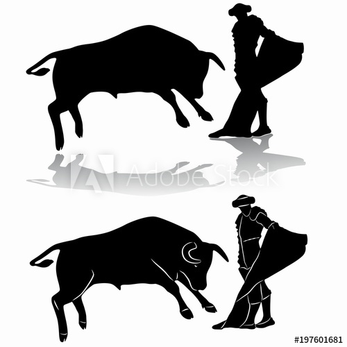 500x500 Silhouette Of Matador And Bull , Vector Draw