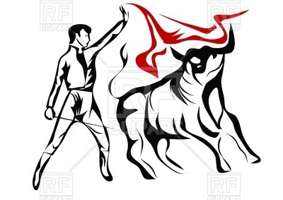 400x283 Outline Of Bullfighter And Bull Vector Image Vector Artwork Of