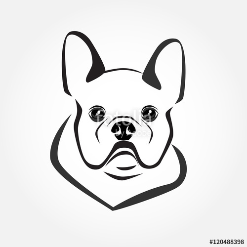 500x500 French Bulldog Icon Vector. Dog Head Logo. Cute Puppy Face Simple