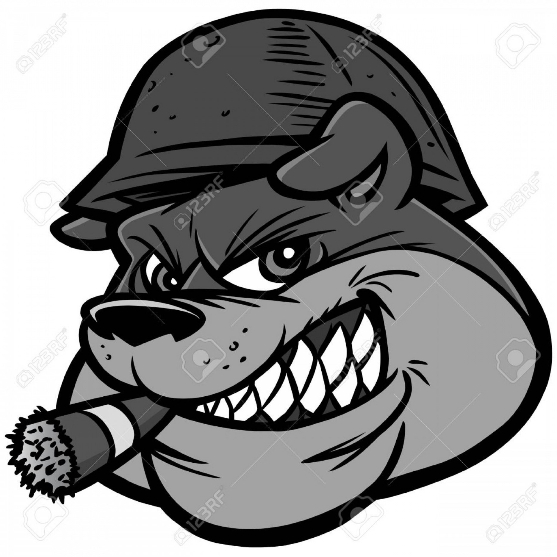 1872x1872 Photostock Vector Bulldog Army Mascot Illustration A Vector