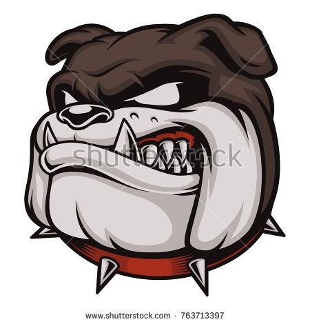 450x470 Vector Illustration With Angry Bulldog. Logo With Head Of Dog