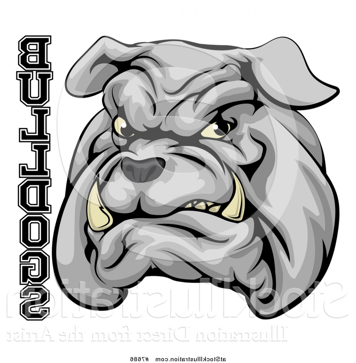 1228x1252 Vector Illustration Of A Growling Gray Aggressive Bulldog Mascot