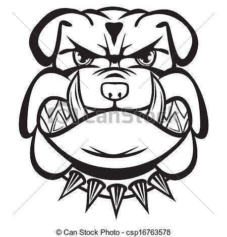 450x470 Angry Bulldog Head Black And White .