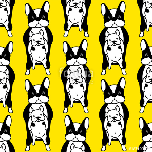500x500 Dog Seamless French Bulldog Vector Pattern Wallpaper Isolated
