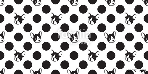 500x250 Dog Seamless Pattern French Bulldog Vector Polka Dot Tile