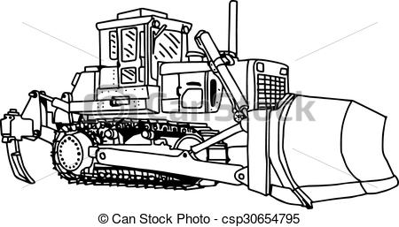 450x257 Illustration Vector Doodles Hand Drawn Loader Bulldozer Excavator