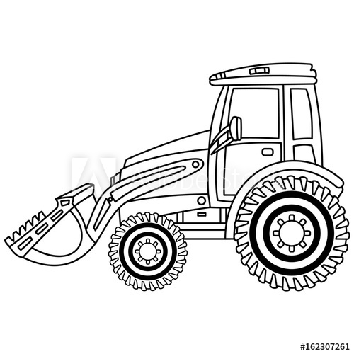 500x500 Vector Bulldozer. Black And White Bulldozer Vector Illustration