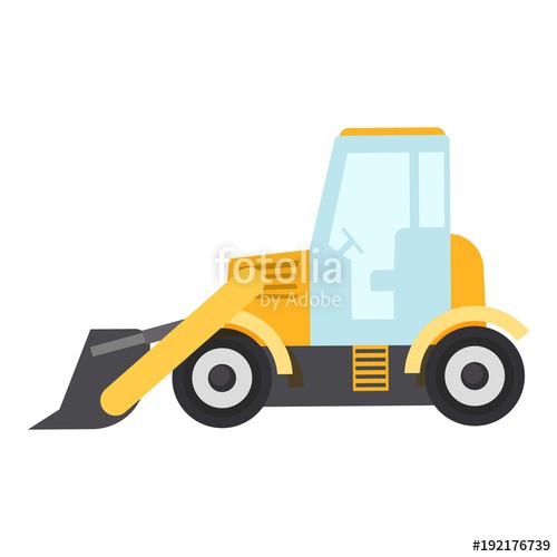 500x500 Bulldozer Icon, Flat Style Stock Image And Royalty Free Vector