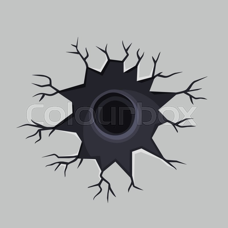 800x800 Bullet Hole In Dark Metal. Vector Illustration Stock Vector