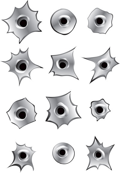 400x574 Bullet Holes Icons Collection Various Grey Shapes Free Vector In