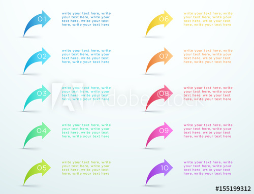 500x382 Number Bullet Point 3d Standing Arrows 1 To 10 Vector