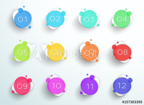500x364 Number Bullet Point Abstract Colorful Circles 1 To 12 Vector