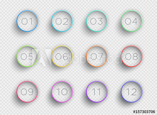 500x366 Number Bullet Point Colorful 3d Rings 1 To 12 Vector
