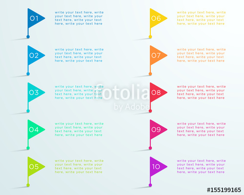 500x400 Number Bullet Points 1 To 10 Standing Flags Stock Image And