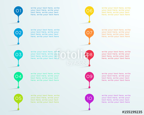 500x400 Number Bullet Points 1 To 10 Vector Infographic Stock Image And