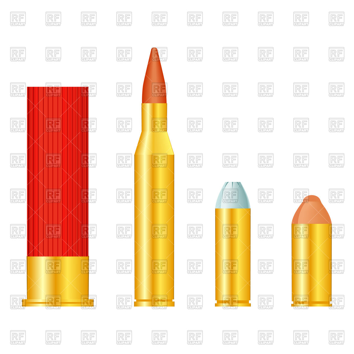 1200x1200 Set Of Gun Bullets Isolated On White Background Vector Image