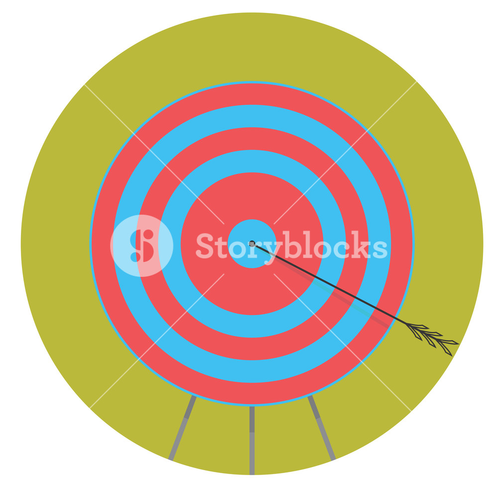 1000x1000 Right In Bullseye. Arrow In Target Icon Flat. Bullseye Shot Winner
