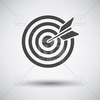 400x400 Target With Dart In Bullseye Icon On A Gray Background With Round