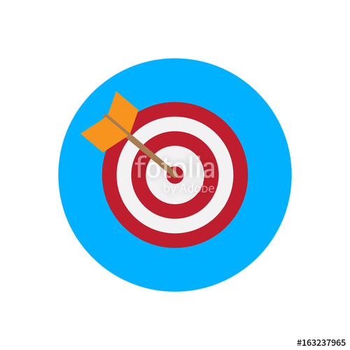 500x500 Arrow Hitting Target Flat Icon. Round Colorful Button, Bullseye