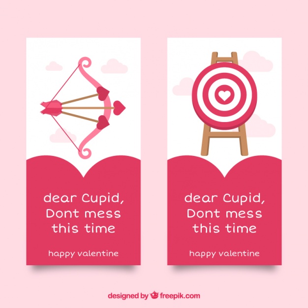 626x626 Flat Valentine Banners With Arrows And Bullseye Vector Free Download