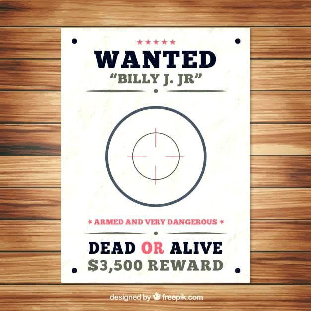 626x626 Wanted Poster Template With Bullseye Free Vector Download Old