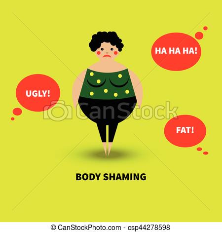450x470 Bullying Overweight Women. Negative Comments. Vector Illustration.