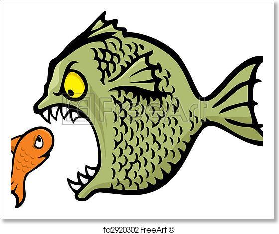 560x470 Free Art Print Of Bully Fish Vector. Angry Fish Bullying A Little