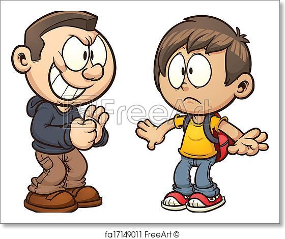 560x470 Free Art Print Of Bullying. Cartoon Kid Getting Bullied. Vector