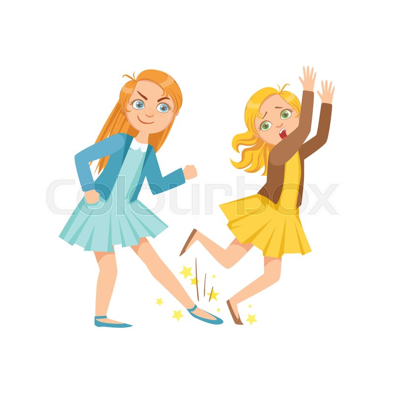 800x800 Girl Tripping Smaller Kid Teenage Bully Demonstrating Mischievous