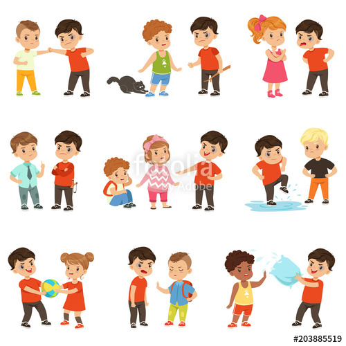 500x500 Brave Children Characters Confronting Hooligans Set, Bad Boy