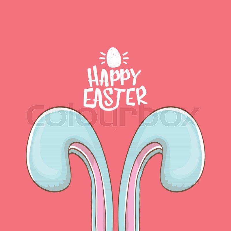 800x800 Easter Bunny With Calligraphic Text Happy Easter Isolated On Pink