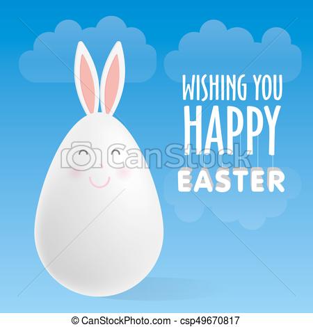 450x470 Easter Egg With Rabbit Ears. Vector Illustrations. Greeting Card