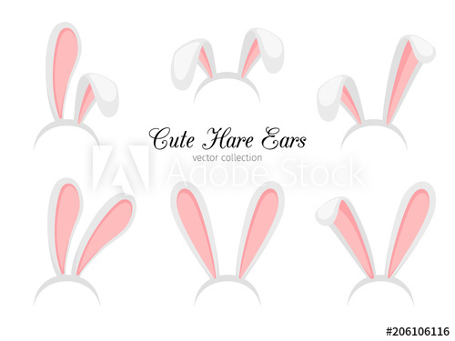 500x375 Hare Ears. Vector Funny Cartoon Easter Rabbit Or Bunny Ears Band